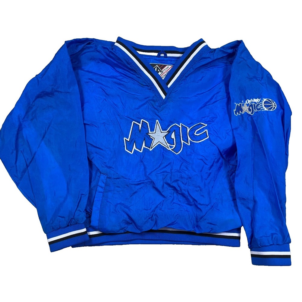 Vintage 90s Orlando Magic Jacket Boys Large Pullover Windbreaker Warm Up Youth